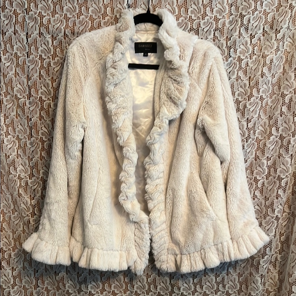 Damselle New York Cream Faux Fur Jacket